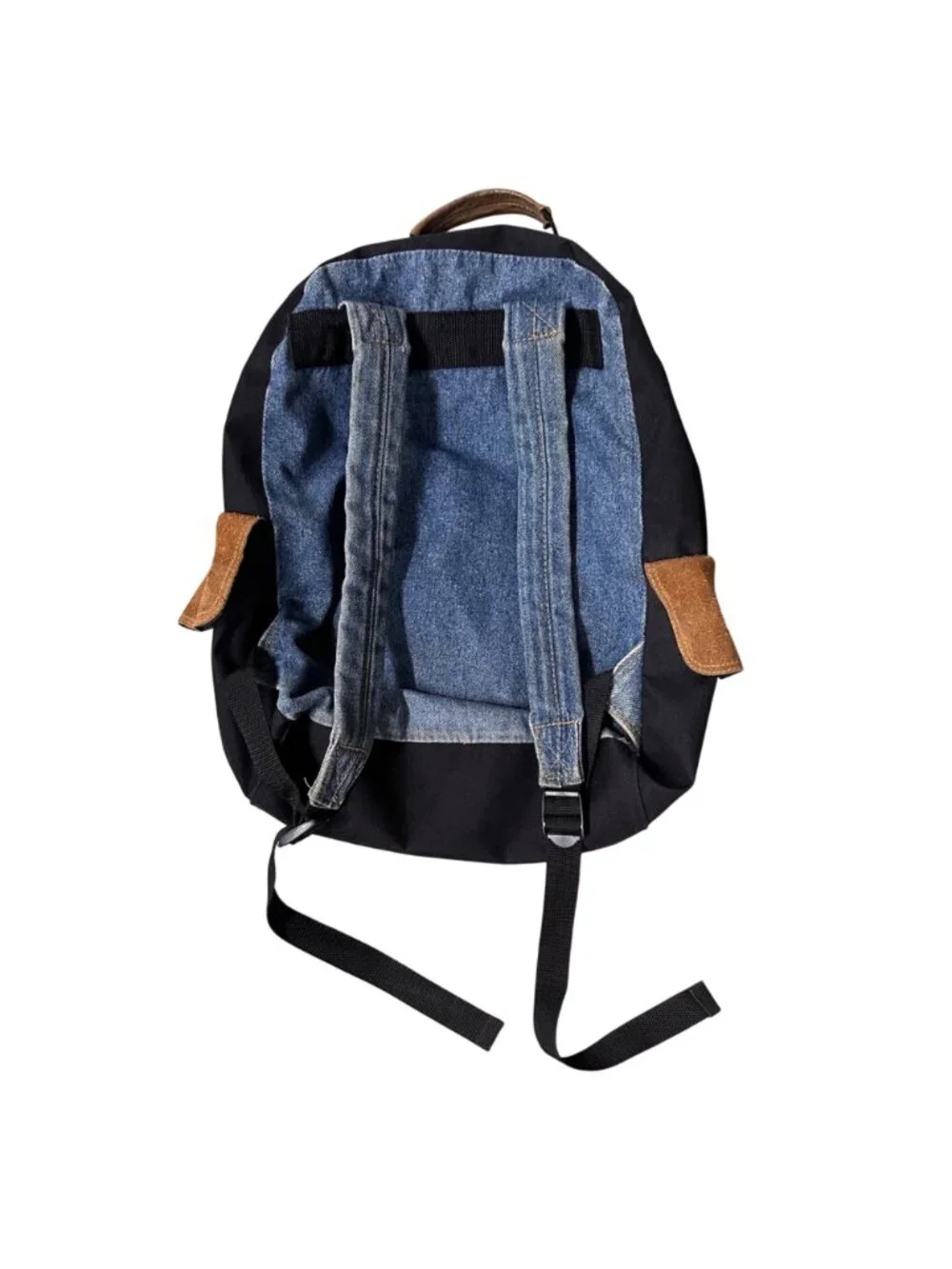 Vintage Arizona Jean Backpack 1990s Denim Suede Taiwan Retro Blue Black Brown